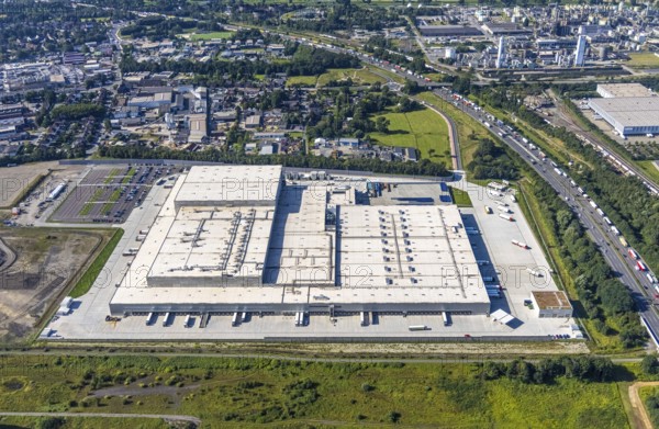 Aerial view, Edeka central warehouse Oberhausen in the district Schwarze Heide in Oberhausen, Ruhr