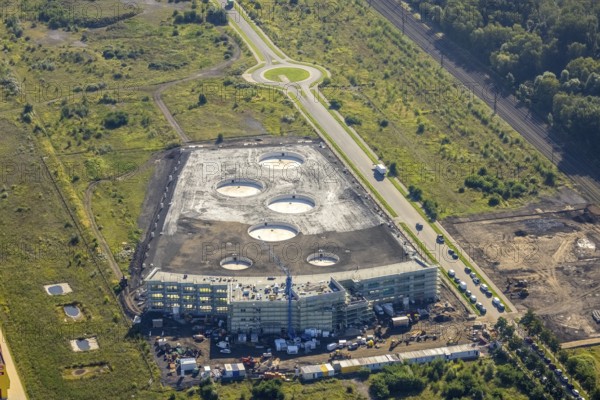Aerial view, Topgolf course under construction on the steelworks site at Brammenring in Centro