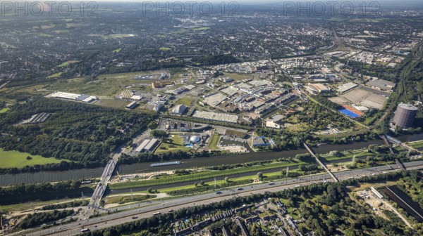 Aerial view, The Topgolf course under construction on the steelworks site at the Brammenring in the