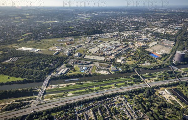 Aerial view, The Topgolf course under construction on the steelworks site at the Brammenring in the