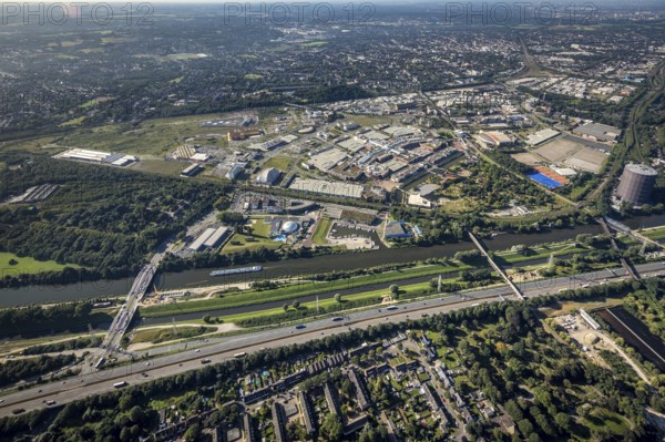 Aerial view, The Topgolf course under construction on the steelworks site at the Brammenring in the