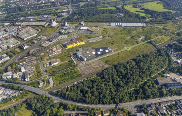 Aerial view, Topgolf course under construction on the steelworks site at Brammenring in Centro