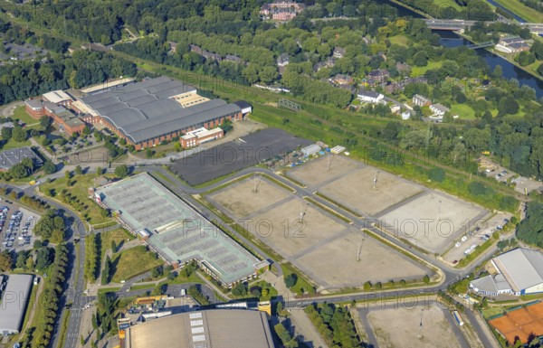 Aerial view, Centro Oberhausen shopping centre parking spaces and car park Alte Walz at the