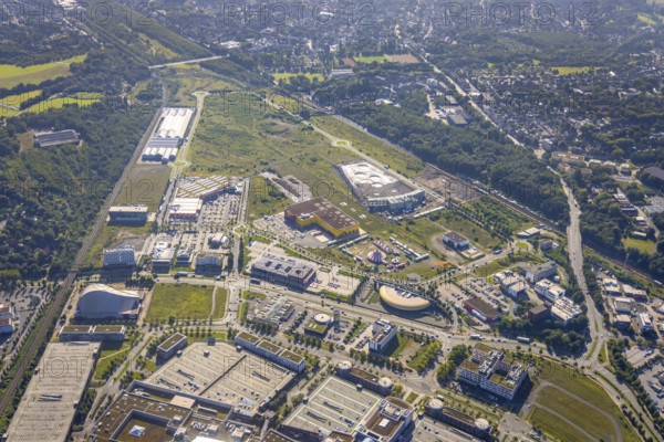 Aerial view, The Topgolf course under construction on the steelworks site at the Brammenring in the