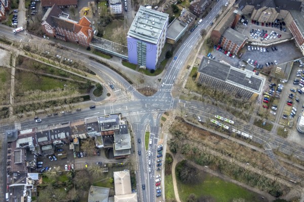 Aerial view, Hans-Böckler-Berufskolleg, Marienviertel, Oberhausen, Ruhr area, North
