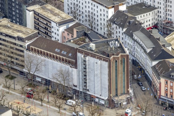 Aerial photograph, Bert-Brecht-Haus, city centre, Oberhausen, Ruhr area, North Rhine-Westphalia,