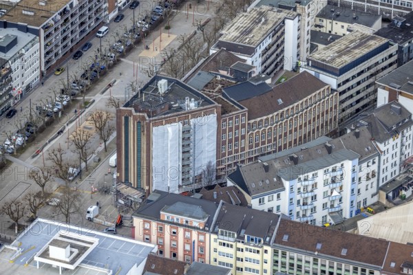 Aerial photograph, Bert-Brecht-Haus, city centre, Oberhausen, Ruhr area, North Rhine-Westphalia,