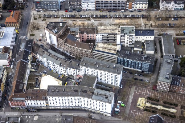 Aerial photograph, Bert-Brecht-Haus, city centre, Oberhausen, Ruhr area, North Rhine-Westphalia,
