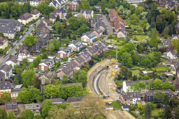 Aerial view, canal works Leuthenstraße, main canal Sterkrade is a body of water in the Emscher