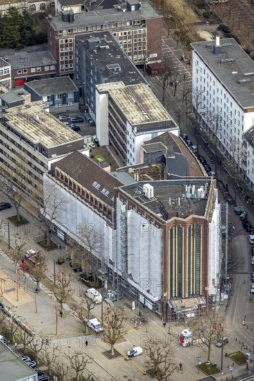 Aerial photograph, Bert-Brecht-Haus, city centre, Oberhausen, Ruhr area, North Rhine-Westphalia,
