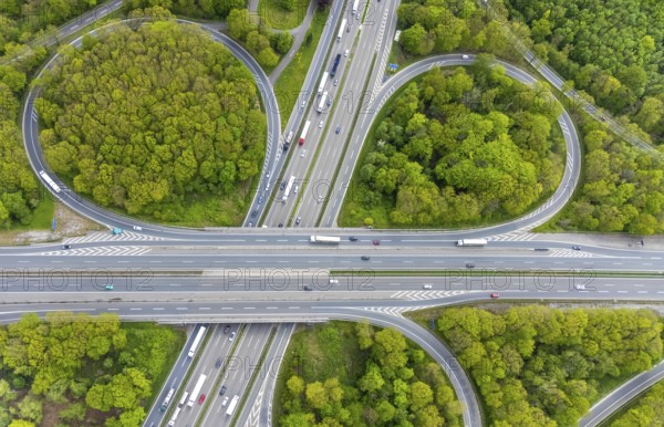 Aerial view, motorway junction Oberhausen, Sterkrader Wald, planned tangent, Alsfeld, Oberhausen,