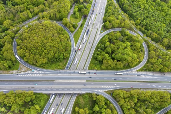 Aerial view, motorway junction Oberhausen, Sterkrader Wald, planned tangent, Alsfeld, Oberhausen,