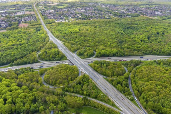 Aerial view, motorway junction Oberhausen, Sterkrader Wald, planned tangent, Alsfeld, Oberhausen,