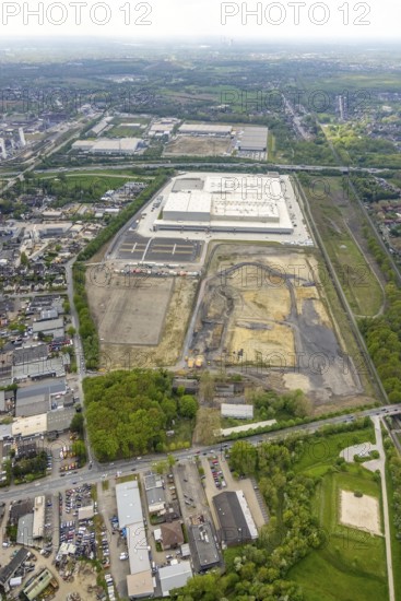Aerial view, Edeka central warehouse logistics centre, Logport V, LLogport 5, Waldteich, Schwarze