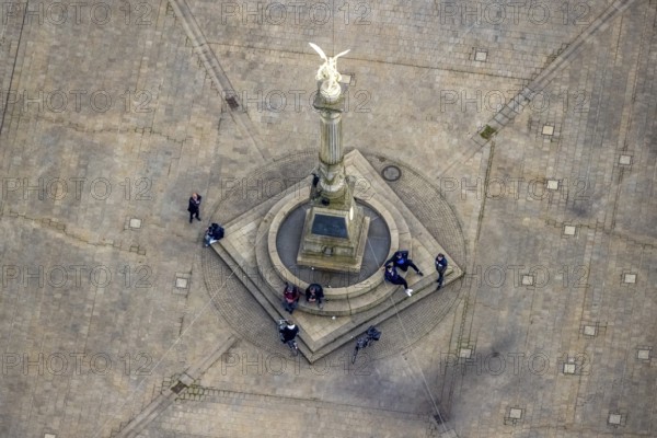 Aerial view, Altmarkt with Victory Column and Angel of Peace in the city centre, Oberhausen, Ruhr