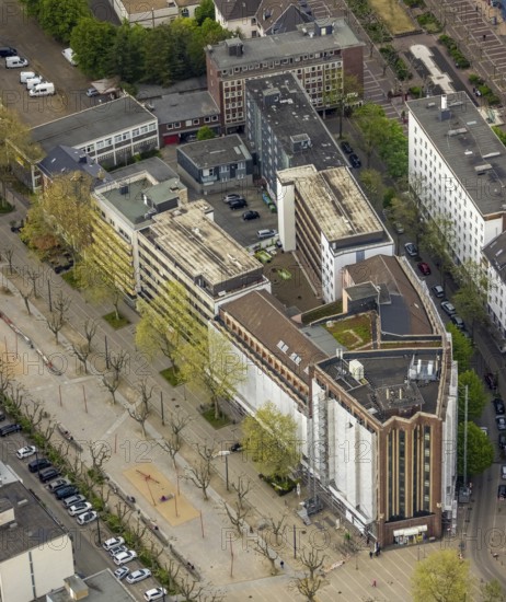 Aerial photograph, Bert-Brecht-Haus, city centre, Oberhausen, Ruhr area, North Rhine-Westphalia,