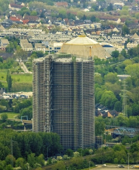 Aerial view, gasometer venue, Borbeck, Oberhausen, Ruhr area, North Rhine-Westphalia, Germany,