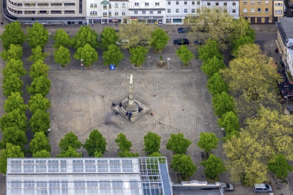 Aerial view, Altmarkt with Victory Column and Angel of Peace in the city centre, Oberhausen, Ruhr