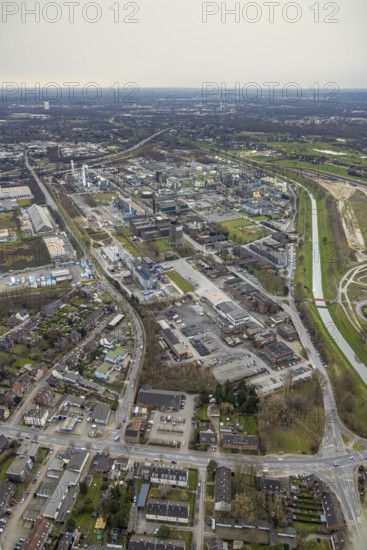 Aerial view, OQ Chemicals Werk Ruhrchemie, formerly OXEA, chemical plant, Holten, Oberhausen, Ruhr