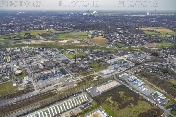 Aerial view, OQ Chemicals Werk Ruhrchemie, formerly OXEA, chemical plant, Holten, Oberhausen, Ruhr