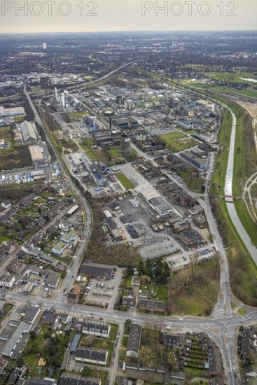 Aerial view, OQ Chemicals Werk Ruhrchemie, formerly OXEA, chemical plant, Holten, Oberhausen, Ruhr