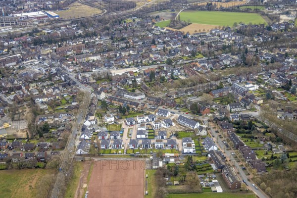 Aerial view, housing estate Schwarze-Heide-Weg, Biefangstraße, Buschhausen, Oberhausen, Ruhr area,
