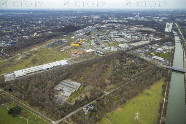 Aerial view, CentrO Oberhausen, covered gasometer, Borbeck, Oberhausen, Ruhr area, North