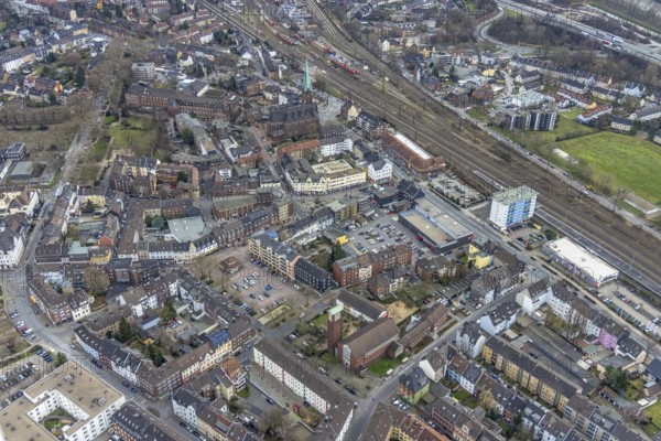 Aerial view, City centre view, Market place Osterfeld, St. Pankratius Church, Catholic Clinics