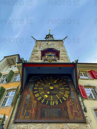 The Zeitglockenturm Clock Tower and Colorful House Facades on the Market Square in the Heart of the