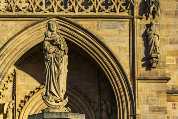 Madonna in front of St Mary's Cathedral in Erfurt, Thuringia, Germany