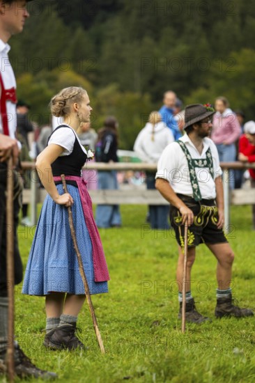 Cattle drive, herdsman, herdswoman, lederhosen, dirndl, traditional traditional costume,