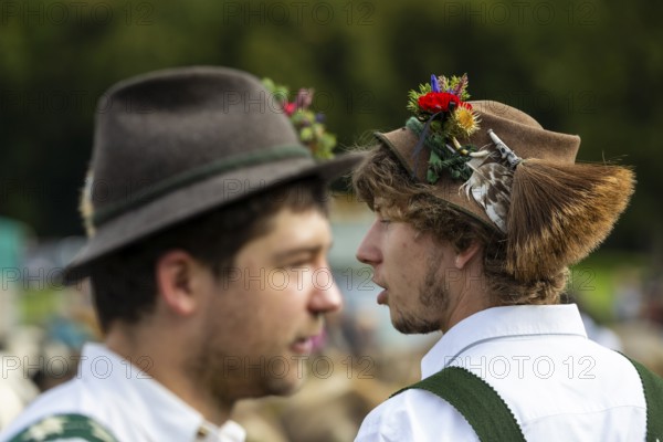 Cattle drive, herdsmen, portrait, felt hat, chamois beard, traditional traditional costume,