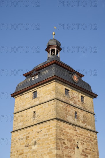 Old town, town tower, detail, clipping, old town, Bad Staffelstein, Upper Franconia, Franconia,