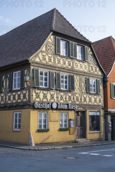 Gasthof Adam Riese, half-timbered building, old town, Bad Staffelstein, Upper Franconia, Franconia,