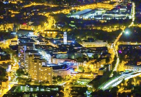 Aerial view, Technical Town Hall and Forum City Mülheim shopping centre Hans-Böckler-Platz,