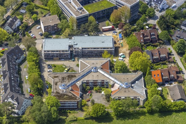 Aerial view, construction site and new building at evang. Wohnstift Raadt, Holthausen - Südost,