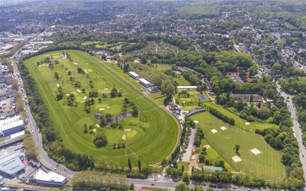 Aerial view, Raffelberg racecourse with golf course inside, Speldorf - Northwest, Mülheim an der