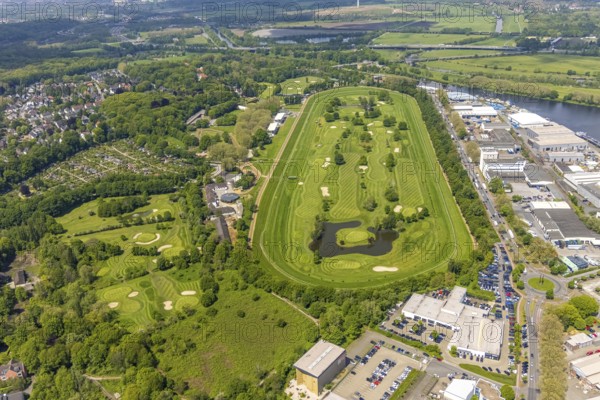 Aerial view, Raffelberg racecourse with golf course inside, Speldorf - Northwest, Mülheim an der