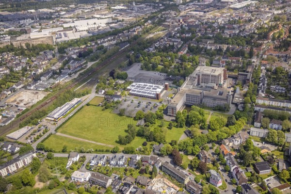 Aerial view, Tengelmann site, Mülheim vaccination centre, event hall The Terracotta Army and Body