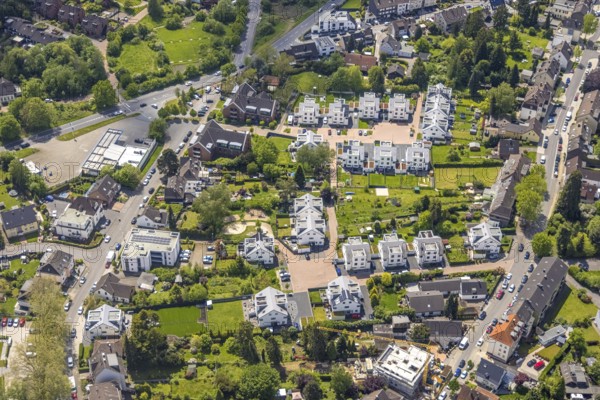 Aerial view, new residential area Bokenbeck and Fünter Hof, Heißen - Mitte, Mülheim an der Ruhr,
