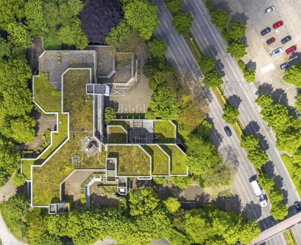 Aerial view, Heinrich-Thöne-Volkshochschule, Broich - Ost, Mülheim an der Ruhr, Ruhr area, North