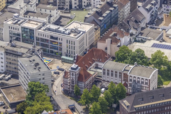 Aerial view, Forum City Mülheim, renovation of the Mülheim an der Ruhr art museum in the old post