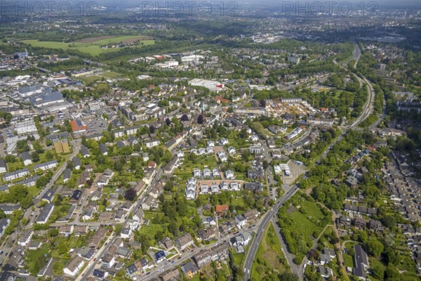 Aerial view, site view, construction site and new construction residential area
