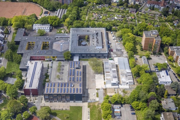 Aerial view, Städt. Gymnasium and Städt. Realschule Broich, Broich - Ost, Mülheim an der Ruhr, Ruhr