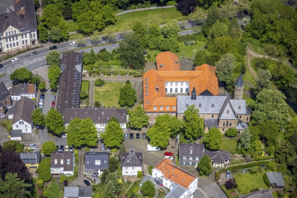 Aerial view, Saarn Monastery, Catholic Parish of St. Mary's Assumption, Saarn, Mülheim an der Ruhr,