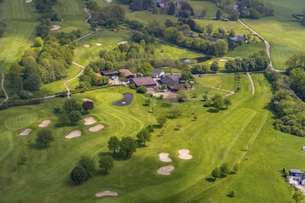 Aerial view, golf course, golf club Mülheim an der Ruhr, Saarn - Süd, Mülheim an der Ruhr, Ruhr