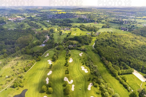 Aerial view, golf course, golf club Mülheim an der Ruhr, Saarn - Süd, Mülheim an der Ruhr, Ruhr