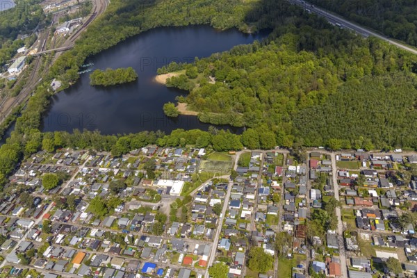 Aerial photo, leisure domicile Entenfangsee, permanent campers, Am Entenfang, Saarn - Süd, Mülheim