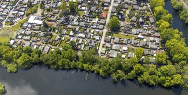 Aerial photo, leisure domicile Entenfangsee, permanent campers, Am Entenfang, Saarn - Süd, Mülheim