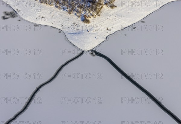 Aerial view, shapes and colours in the Möhnesee, Delecke, Möhnesee, Sauerland, North